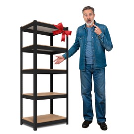 HOMEDANT House Black 5 Tier 24.4" W Laminated Metal Shelving Unit Adjustable Storage Utility Rack Heavy Duty Shelves Organization Multipurpose Shelf Kitchen Garage Pantry Closet 1 Pack