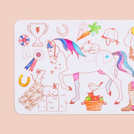 SUPER PETIT - Educational Game - Pony Painting Set - Reversible Motif - Includes 4 Wipe-Clean Felt Tip Pens - Easy to Clean - Reusable - Antibacterial - From 3 Years - 30 x 20 cm