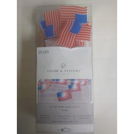 Ultra 20 LED Ultra Wire Icon Light USA Flag with timer 3 AA batteries not included