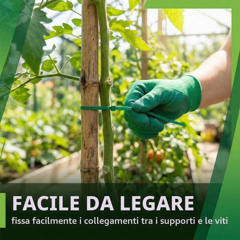 KAHZOR 100 pezzi Piante Regolabile Fascette, Fascette Verdi per Piante,