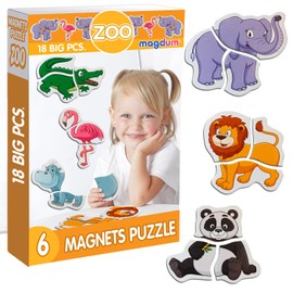 Magnetic Puzzles for Kids by MAGDUM Zoo - Toddler puzzles 3 year old - Baby Puzzles Animals Magnets for Fridge - Large Puzzles for Toddlers - Educational Kids Puzzles Age 3 - Baby Puzzle