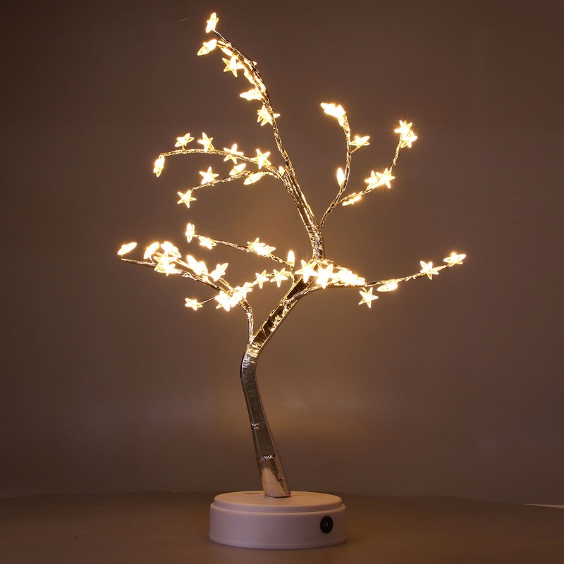 Tabletop Bonsai Tree Lamp Adjustable Safe Touch Switch Night Light