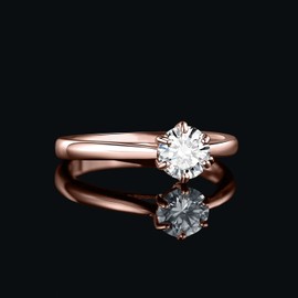 JewelryPalace Classic 0.5ct Round Cut Moissanite Solitaire Engagement Rings for Women, 14K Rose Gold Plated 925 Sterling Silver Promise Ring for Her, Simulated Diamond Anniversary Wedding Rings L