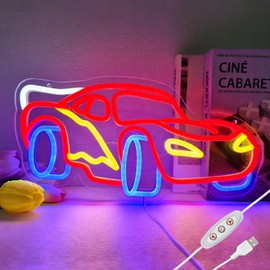 Gifts for Boys Sports Car Neon Sign Racing Car Night Light Boys Lamp for Bedroom for Man Cave, Garage, Party Decoration Workshop or Garage Wall Decor