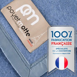 Poyet Motte Rivoli Solid 400GSM 100% Virgin Wool Blanket, Medium/Heavy Weight, Machine Washable (Blue Solid, King Size)
