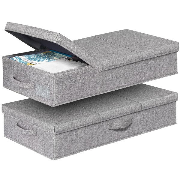 punemi Under Bed Storage With Lids, 2 Pack Large Underbed