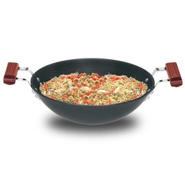 Futura Hard Anodised Flat Bottom Deep-Fry Pan, 3.75 Litre, Black