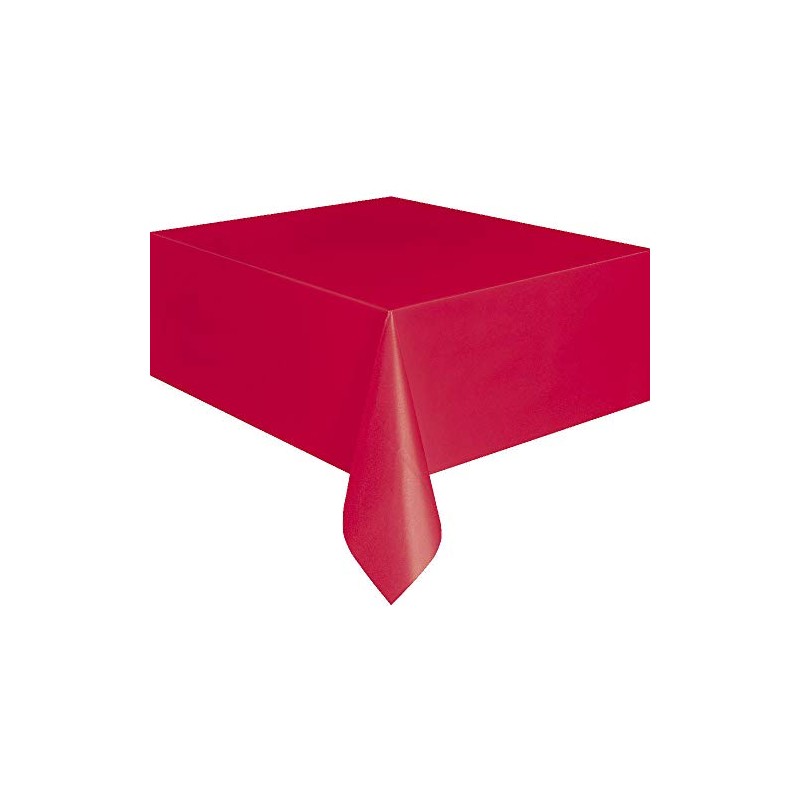 Unique Party 4070520 Plastic Disposable Party Tablecloth, Red