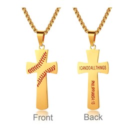 UMtrade Stainless Steel Sport Fitness Necklace Christian Crucifix Pendant Catholic Christ Church Baptism Jewelry