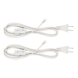 Creative Hobbies® 6-Foot White Lamp Cord with Rotary Switch, Polarized Plug, Stripped Ends for Lamp Wiring and Repair, UL Listed | 2 Pack
