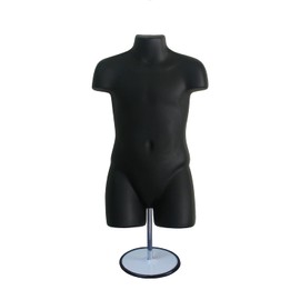 DisplayTown Black Child Mannequin Torso, Dress Form Hollow Back Child Body, with Metal Stand for Counter Top or Hanging, Easy to Assemble, Size 5T-7