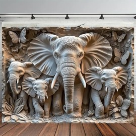 BSFHH - Tapiz de animales 3D para colgar en la pared, recámara, sala de estar, decoración de pared (elefante, 79 x 59 pulgadas, sin marco)