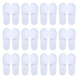 Tianbi 12 Pairs Disposable Spa Slippers for Men Women White Slippers for Spa Hotel Guest Slippers Non-Slip Closed Toe Spa Slippers for Hotel Home Travel