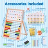 Wooden Abacus for Kids Math - Double-Sided Black/Whiteboard for Toddlers