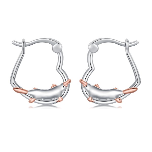 ROMANTICWORK Platypus Hoop Earrings, Sterling Silver, No Gemstone