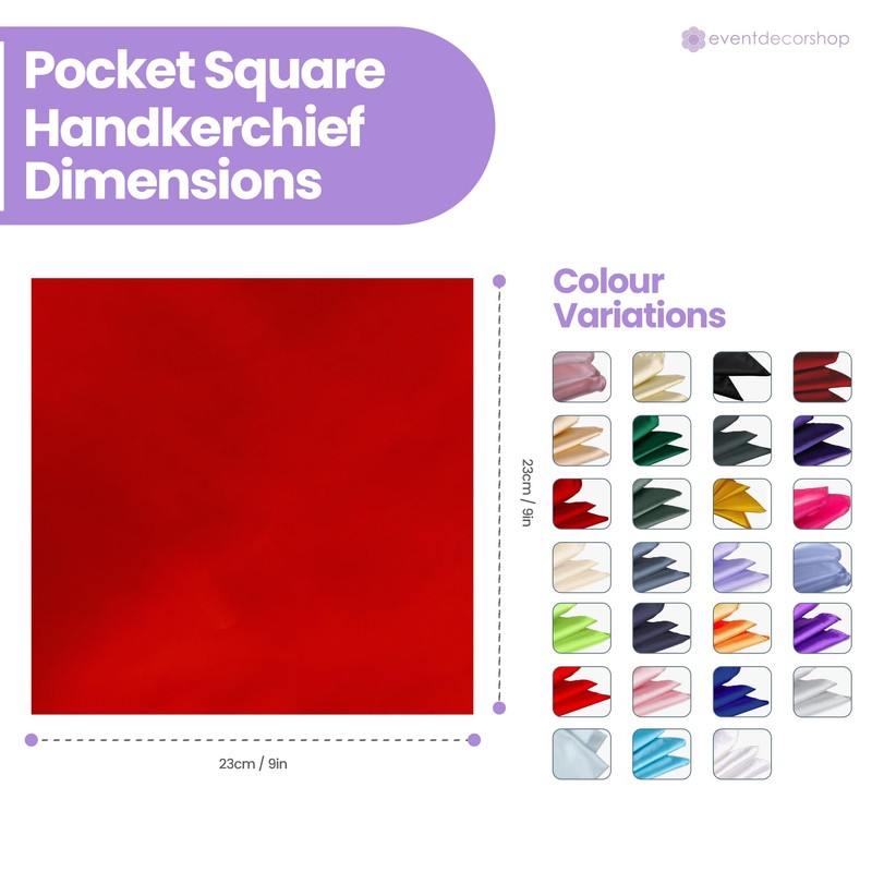 Red Men’s Satin Pocket Square – Italian Style Plain Handkerchief