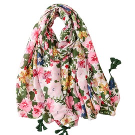 FAIRYGATE Flower Scarf Women's Scarves & Wraps Floral Print Tassel Ladies Scarfs Gifts Shawls and Wraps Green 33233