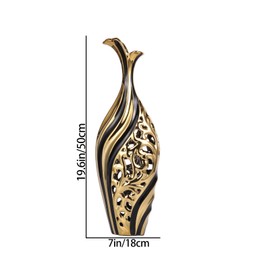 19 Inch Tall Floor Vase, Black and Gold Ceramic Vase, Pottery Decorative Vase, Unique Pampas Grass Vase for Living Room Floor, Home Office, Porch Home Centerpieces Decorative Large Vase