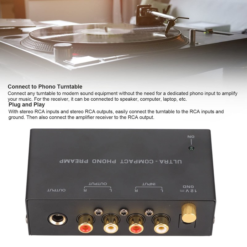 Preamplificador de Tocadiscos Phono, PP400 Entrada Estéreo Salida Amplificador de