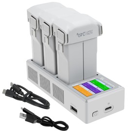 LYONGTECH Multifunction LCD Charger with Storage Charge,Discharge for DJI Mini 5 4 Pro,Mini 3/3 Pro Battery,Charging Three Batteries,Two-Way Hub Accessories