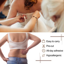 Geiserailie 50 Pcs Tummy Tape Precut Kinesiology Elastic Belly Tape for Tummy Lift Leg Back Fat Lift Body Stoma Backless Dresses Wedding Pregnancy