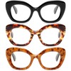 Hubeye 3 Pack Cat Eye Reading Glasses for Women Oversized