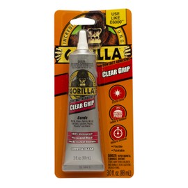 Gorilla Clear Grip - Fast Setting Contact Adhesive - Waterproof, Paintable Clear Glue for Indoor or Outdoor Application - Heavy Duty Shoe Repair Glue for Leather, Ceramics, Wood - 88ml/3oz (Pack of 1)