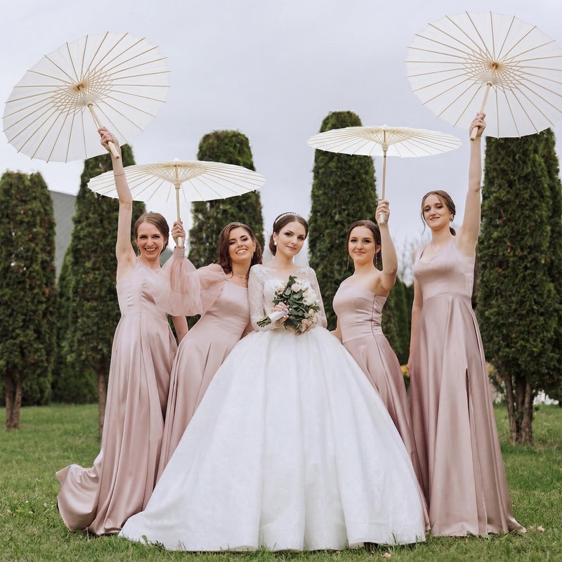 Aodaer 6 Pcs Wedding Umbrellas 33 Inch White Paper Parasol