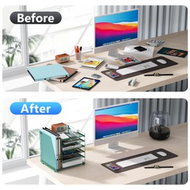 gianotter Desk Organizers and Accessories, 6-Tier Paper Organizer with Magazine rack, File Organizer for Desk, Office Accessories & Workspace (Green)