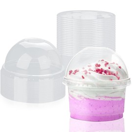 Dessert Cups with Dome Lids,50 Pack Dessert Cups with Lids Plastic Dessert Cups, Disposable Party Cups Disposable Snack Bowls for Ice Cream, Cake, Fruit, Parfait, Pudding and Jello Shot (10 OZ)