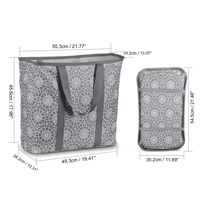 JOMOLA Collapsible Laundry Caddy 80L Large Foldable Laundry Basket Grey