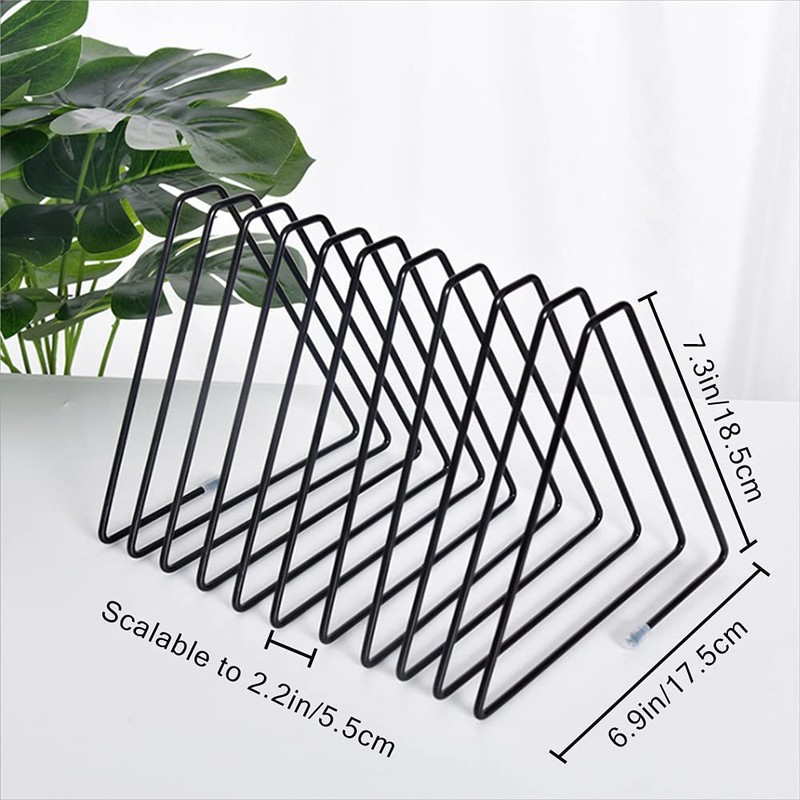 11 Adjustable Triangle File Folders Desk Vertical Magazine Rack Metal