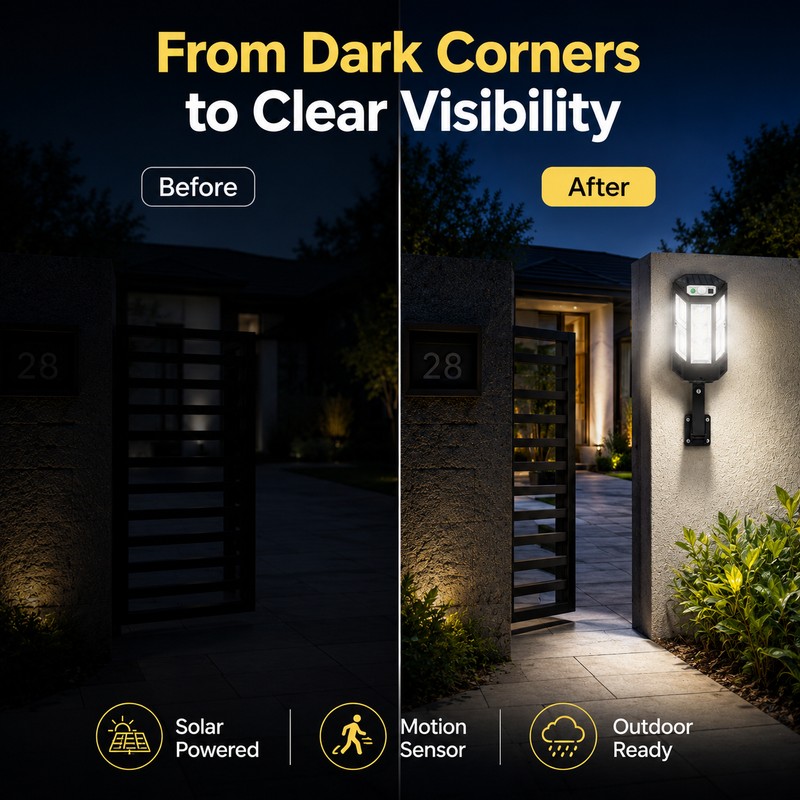 Solar Motion Sensor Light for Outdoor Home Lighting – IP65
