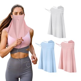 3Pcs Neck Gaiter Face Scarf Cover Sun Protection Balaclava Cloth Bandanas with Ear Loops Face Mask for Sun Protection Faces Cover for Summer Outdoor Activities Reusable