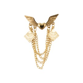 Knighthood Lapel Pin Shirt Button with Chain and Emblem Detailing Gold Brooch Lapel Pin Suit Jacket, Metal, No information