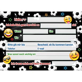 JuNa Party-Experten 12 Invitation Cards Children's Birthday Boys Football Birthday Boys Girls Birthday Invitations Birthday Party Card Set