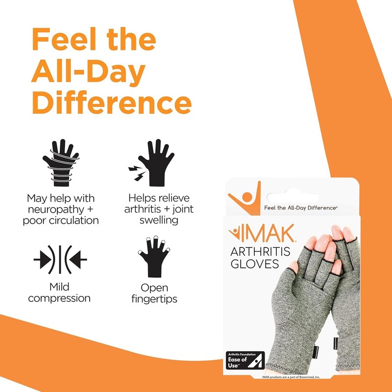 IMAK Brownmed Compression Arthritis Gloves - Fingerless Compression Gloves -