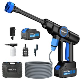 AZZUNO Cordless Pressure Washer, 850PSI Portable Pressure Washer, 2 x 4000mAh Powerful Washer with 6-in-1 Nozzle, Handheld Power Cleaner for Car, Home Cleaning & Garden Watering DARKBLUE