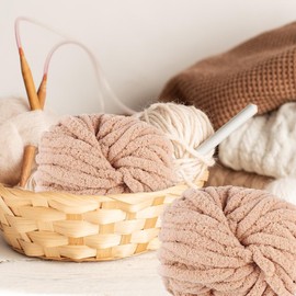 Chenille Yarn,Chunky Yarn for Crocheting - Thick Yarn for Knitting, Chunky Yarn, Soft Plush Yarn, Arts Crafts Sewing Supplies for Scarves Shawls Sweaters Hats Blanket