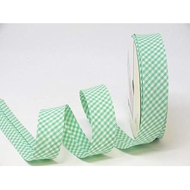 5m of 30mm Wide Cotton Gingham Bias Binding Tape 5m Single Folded, Edging Quilting Sewing, Bunting, Craft, Upholstery, Piping & Garments. UK Seller (Pale Green) (Pale Green)