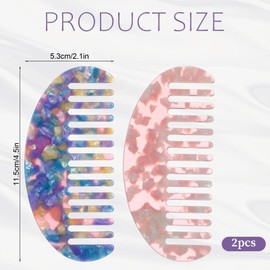 2 Pcs Wide Tooth Comb,Small Comb Mini Curly Hair Combs for Women Mini Detangling Wide Travel Combs Handleless Wide-tooth for Bangs Curly Wavy Long Daily Hair Care Wet Dry