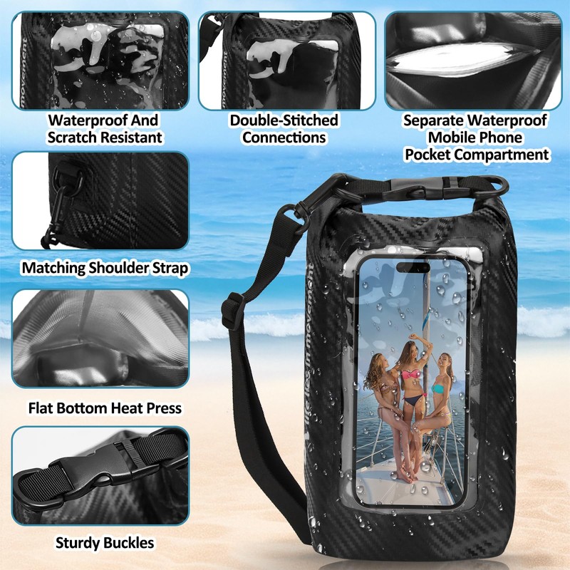 wokdsbl 10L Dry Bag Waterproof Bag, PVC Waterproof Bag with