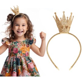 Princess Girls Gold Crown Headband Princess Crown Children Women Adults Headband with Crown Birthday Fancy Dress