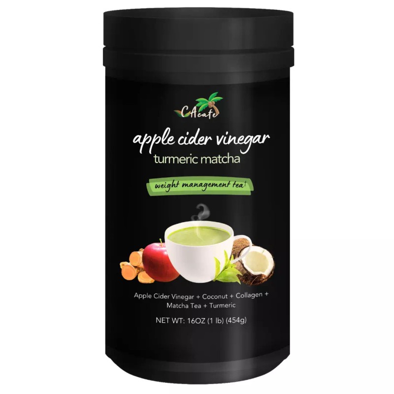 CAcafe Apple Cider Vinegar Turmeric Matcha Tea- With Coconut, Turmeric,
