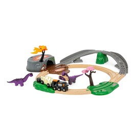 BRIO World Dinosaur Adventure Set - 21-Piece FSC-Certified - Wood Train Set & Accessories - Works with All BRIO Railway Sets - Dinosaur Train Engine, 2 Wagons, Dinosaurs, Tracks & More - Ages 3+