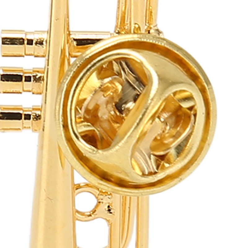 Gold Miniature Trumpet Shaped Lapel Brooch Pin Brass Exquisite Mini