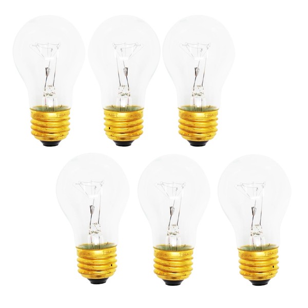 6 Replacement Light Bulbs for Maytag MFI2568AES, Jenn AIR JCD2389GES, Maytag MFI2568AEB, Jenn AIR JFC2089HES, Kitchenaid KSCS25INSS00, Whirpool ED5FVGXWS00, GE GTS18FBSARWW, Kitchenaid KSCS25INSS01