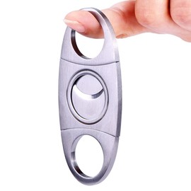 URAQT Cigar Tool Stainless Steel Cigar Cutter Cigar Double Blade Guillotine Silver