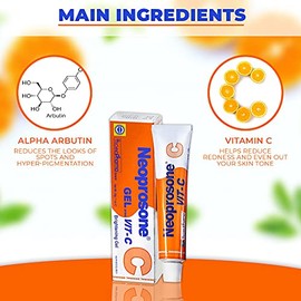 NEOPROSONE Crema de Vitamina C en Gel Tratamiento Despigmentante Aclarante Antimanchas con Vitamina C y Alfa Arbutina Cuidado de la Piel 30 ML