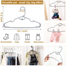 70 Plastic Hangers with Clips Stackable Hangers Nonslip Clothes Hangers Pants Hangers Space Saving Adults Suit Hangers with Clips Short Hanger Grey Hangers with 40 Additional Hanger Clips